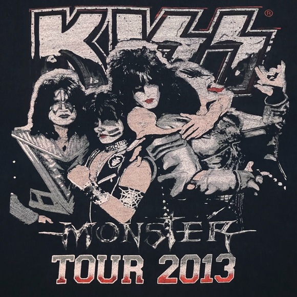 2018 Front & Back Reprint Kiss 2013 Monster Tour Shirt 🎸😝 Nice Vintage Fade - Picture 3 of 4